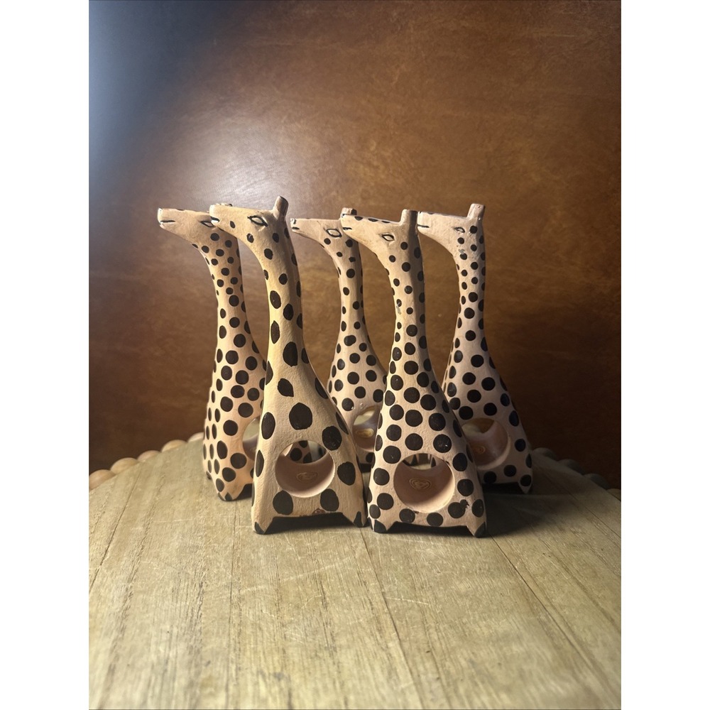 VTG-Hand Carved Hand Painte Giraffe Napkin Holders Set Of 5 From The Philippines